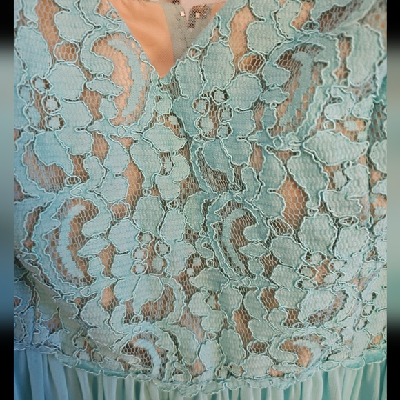 illusion v-neck lace and mesh gown size 16 - Picture 9 of 14